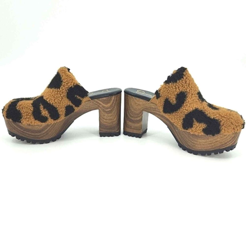 Jessica Simpson Tollia Clog Mules Faux Shearling Leopard Print Women's Size 6 - Picture 3 of 10